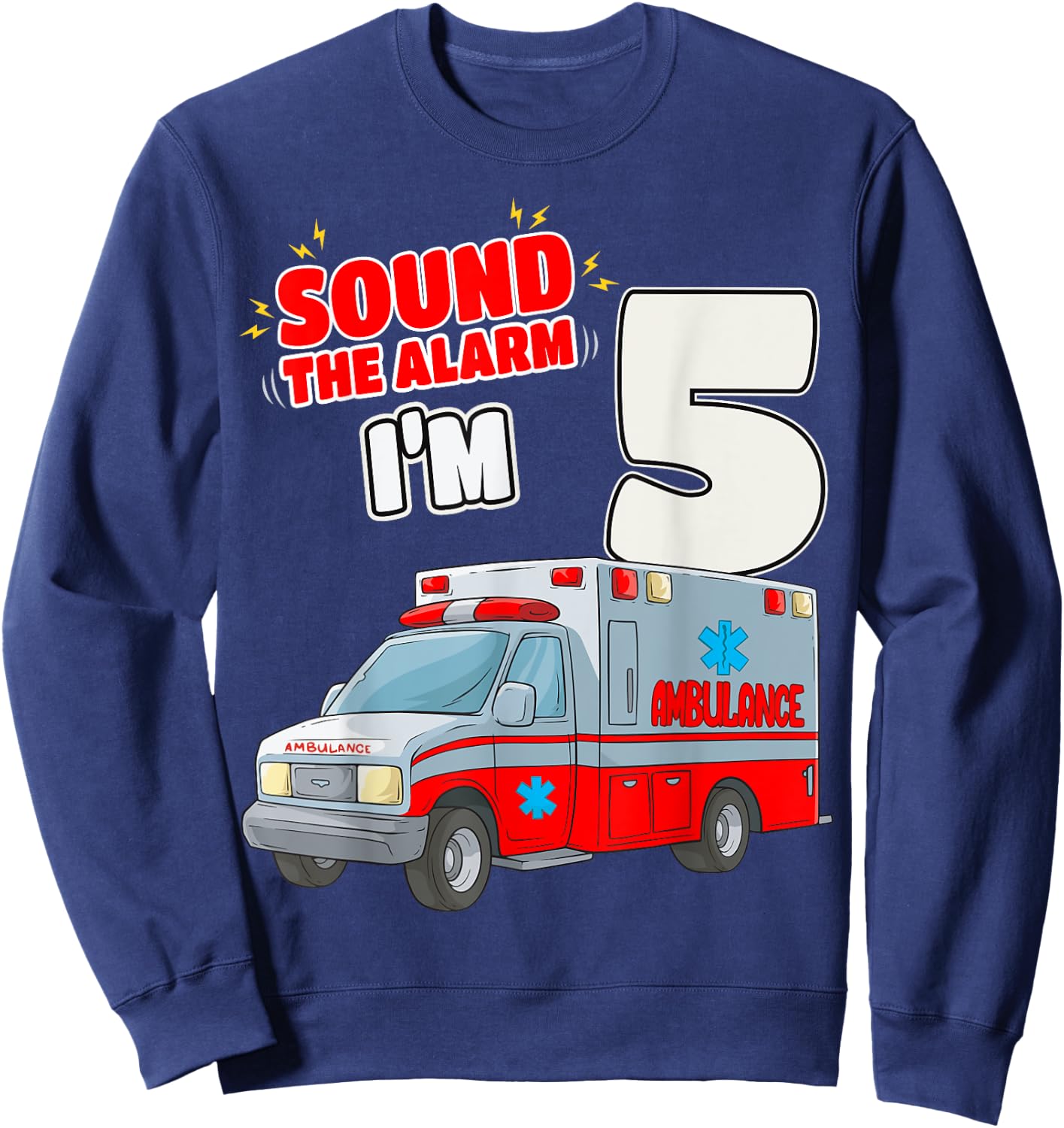 5th Birthday Medical Ambulance EMT 5 Years Old EMS Paramedic Sweatshirt - Sweatshirt | Navy