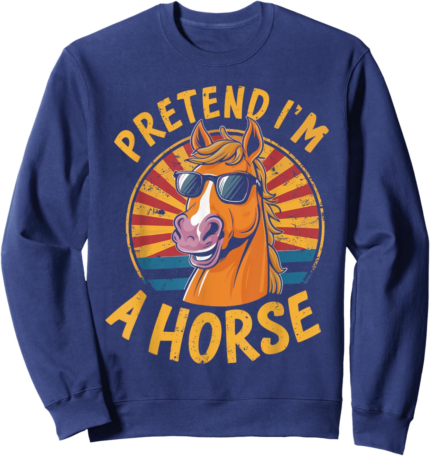Pretend I'm A Horse Funny Lazy Halloween Matching Costume Sweatshirt - Sweatshirt | Navy