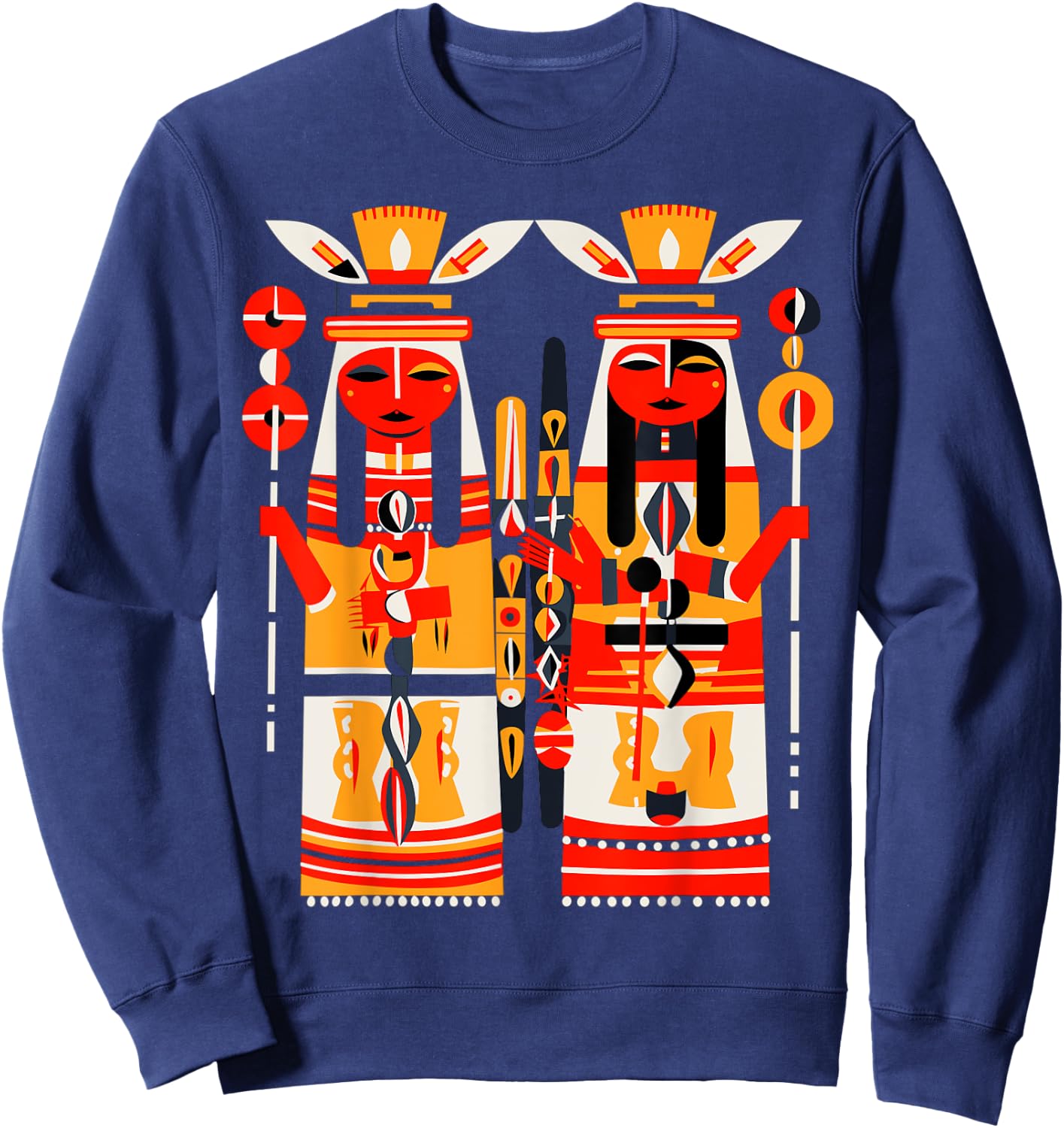 Native American Art Style Hopi Katsina Dolls Sweatshirt - Sweatshirt | Navy