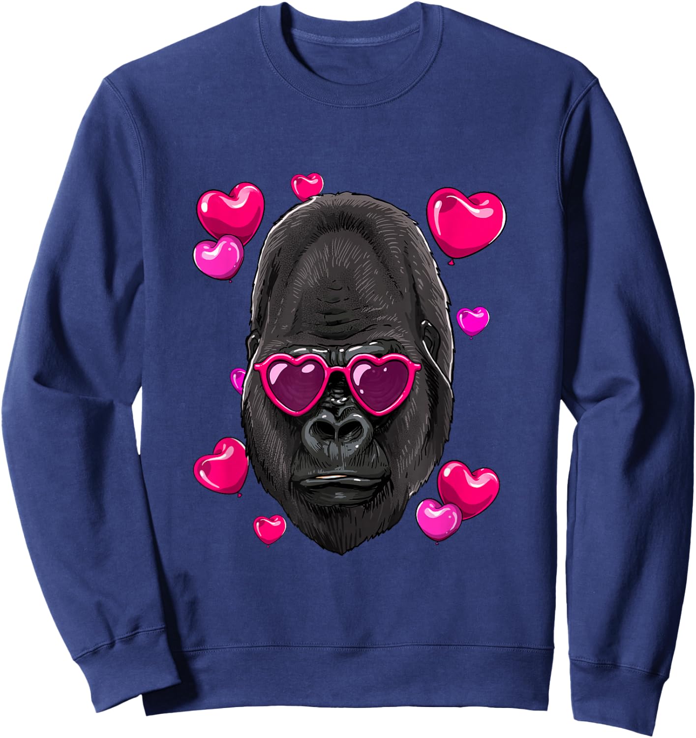 Valentines Day Gorilla Shirt Ape Primate Animal Monkey Lover Sweatshirt - Sweatshirt | Navy