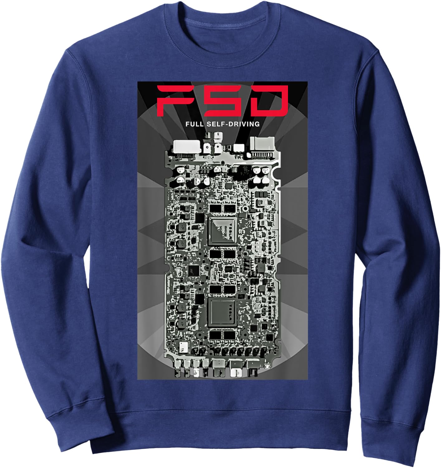 Full Self-Driving FSD - Autonomous Autopilot Hardware Chip Sweatshirt - Sweatshirt | Navy