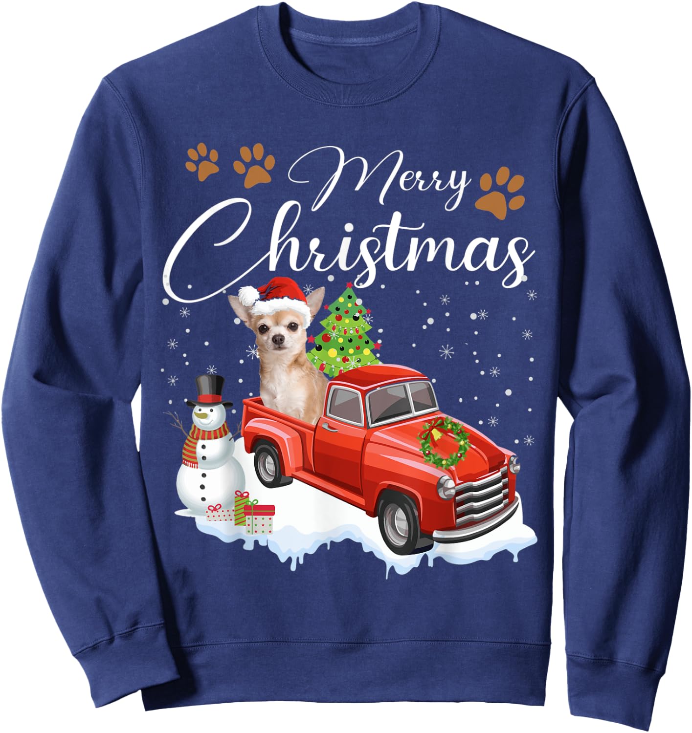 Merry Christmas Chihuahua Christmas Dog Gifts Sweatshirt - Sweatshirt | Navy