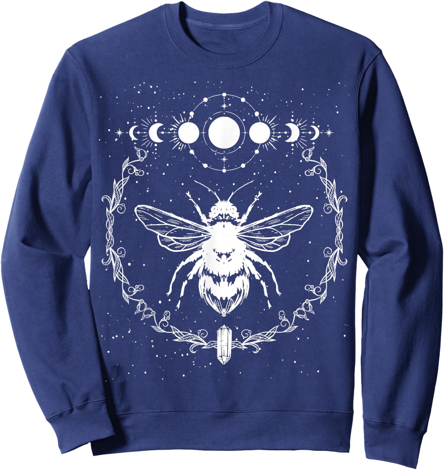 Bee Moon Phases, Crystals Gothic Punk Style Honey Original Sweatshirt - Sweatshirt | Navy
