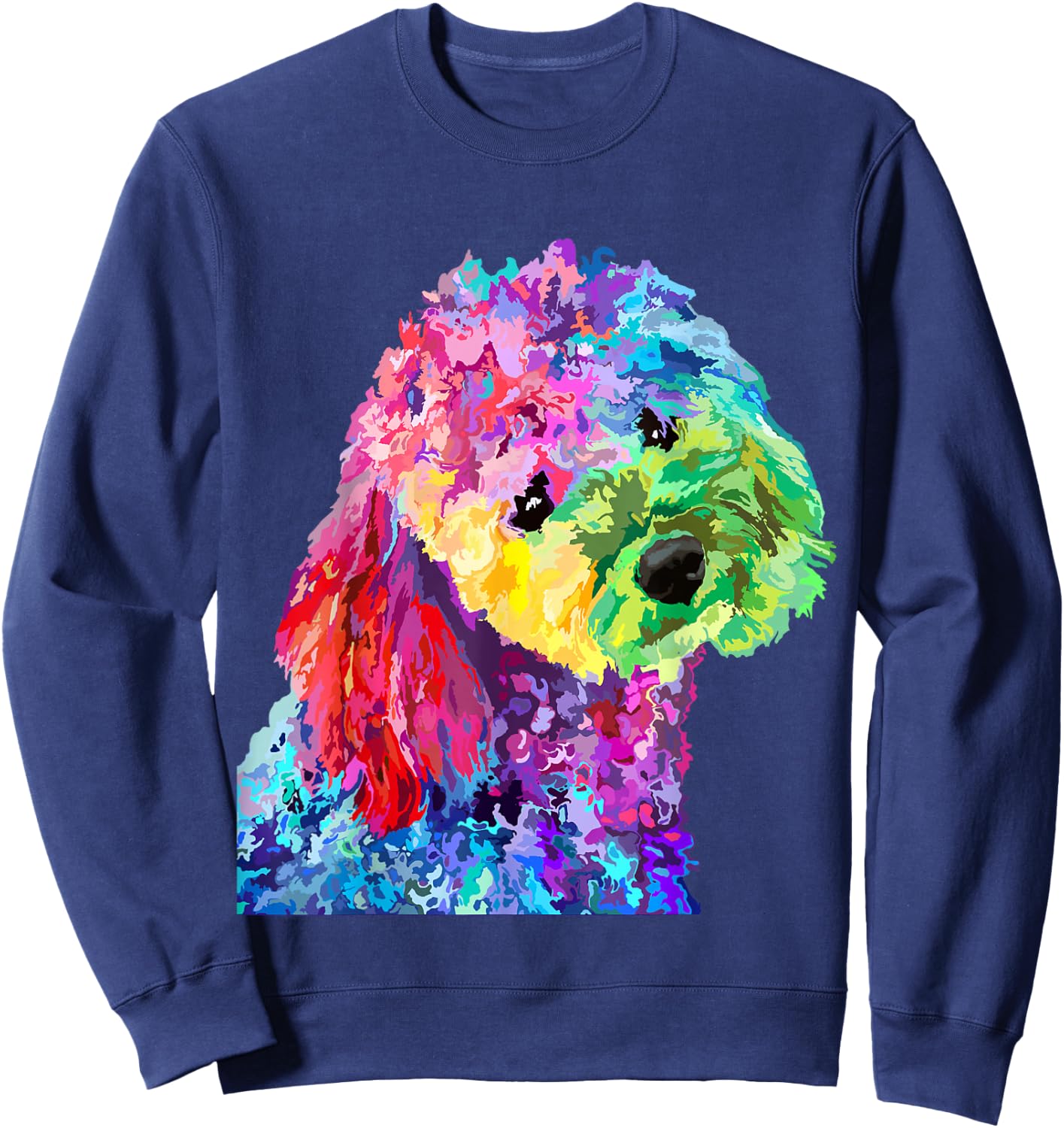 Dog Lover Gifts Colorful Cool Poodle Small Sweatshirt - Sweatshirt | Navy
