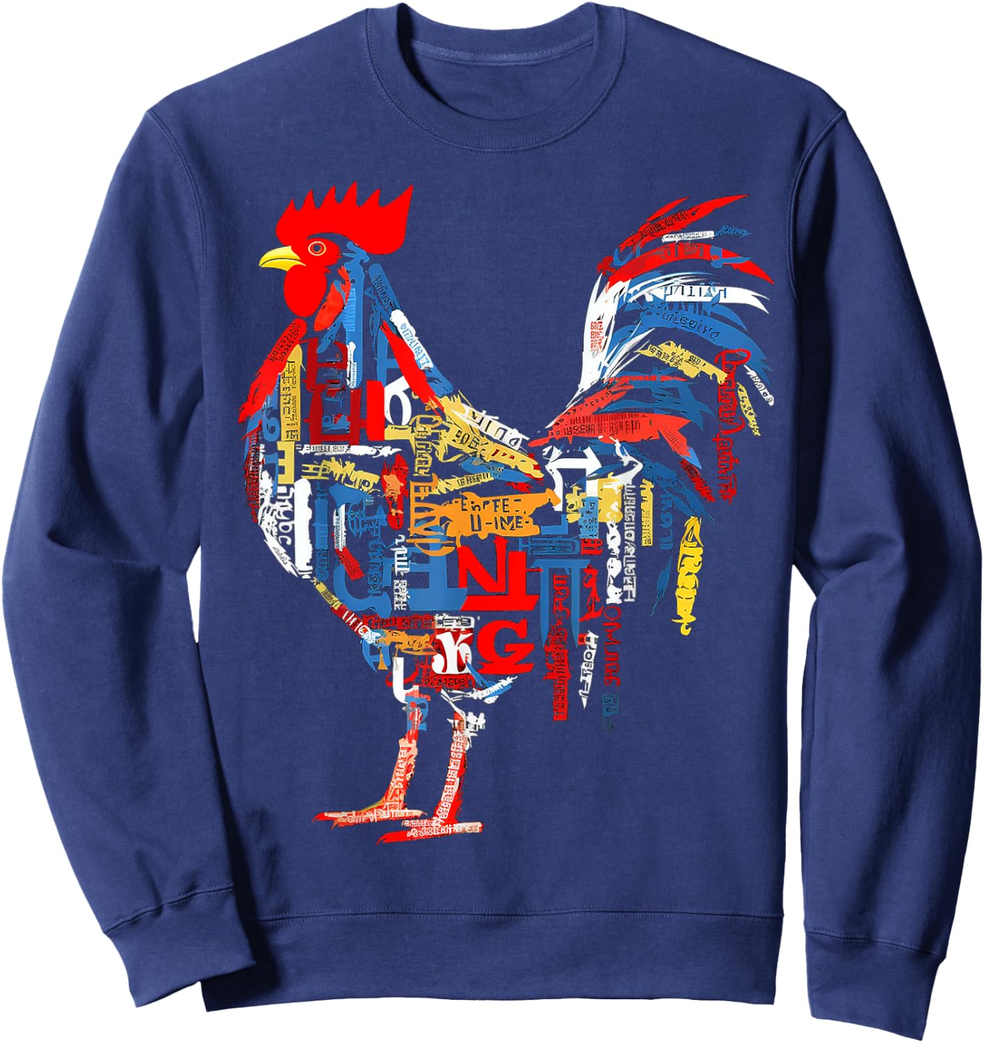@n!mal Chicken Farm Text Colorful Art Abstract Graphic Chicken , Small Sweatshirt - Sweatshirt | Navy