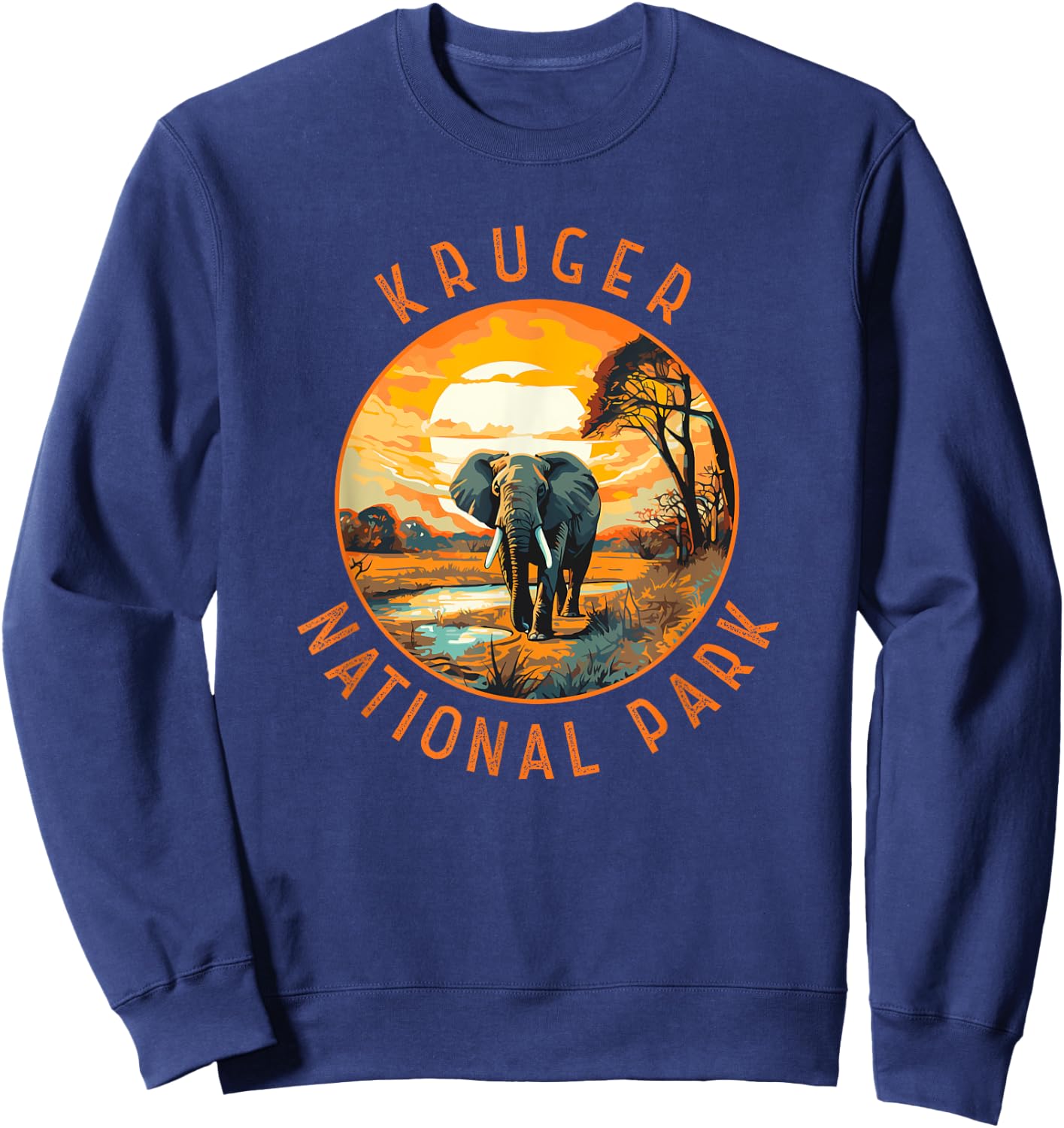 Kruger National Park South Africa Elephant Retro Distressed Sweatshirt - Sweatshirt | Navy