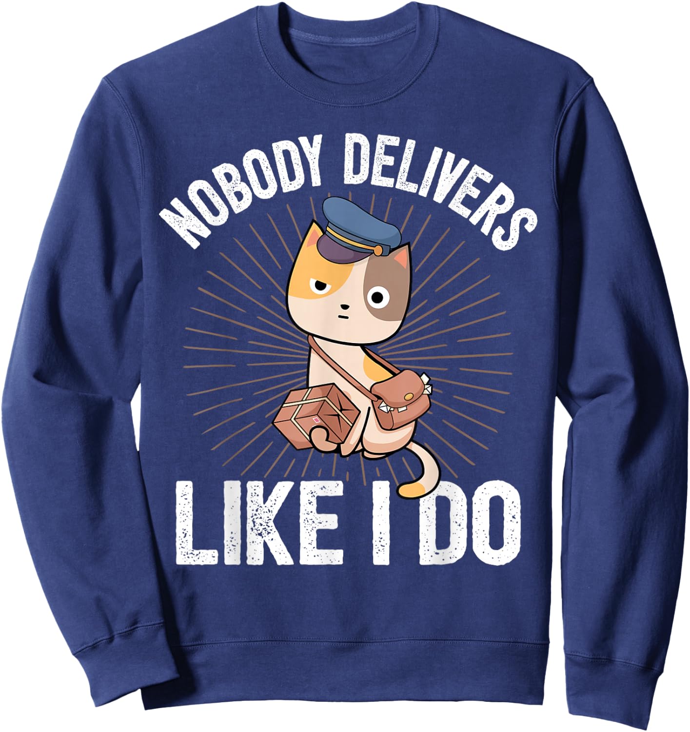 Letter Carrier Gifts & Postal Service Postman Mailman Mail Package Deliver Funny Cat I Deliverer Black Small Sweatshirt - Sweatshirt | Navy