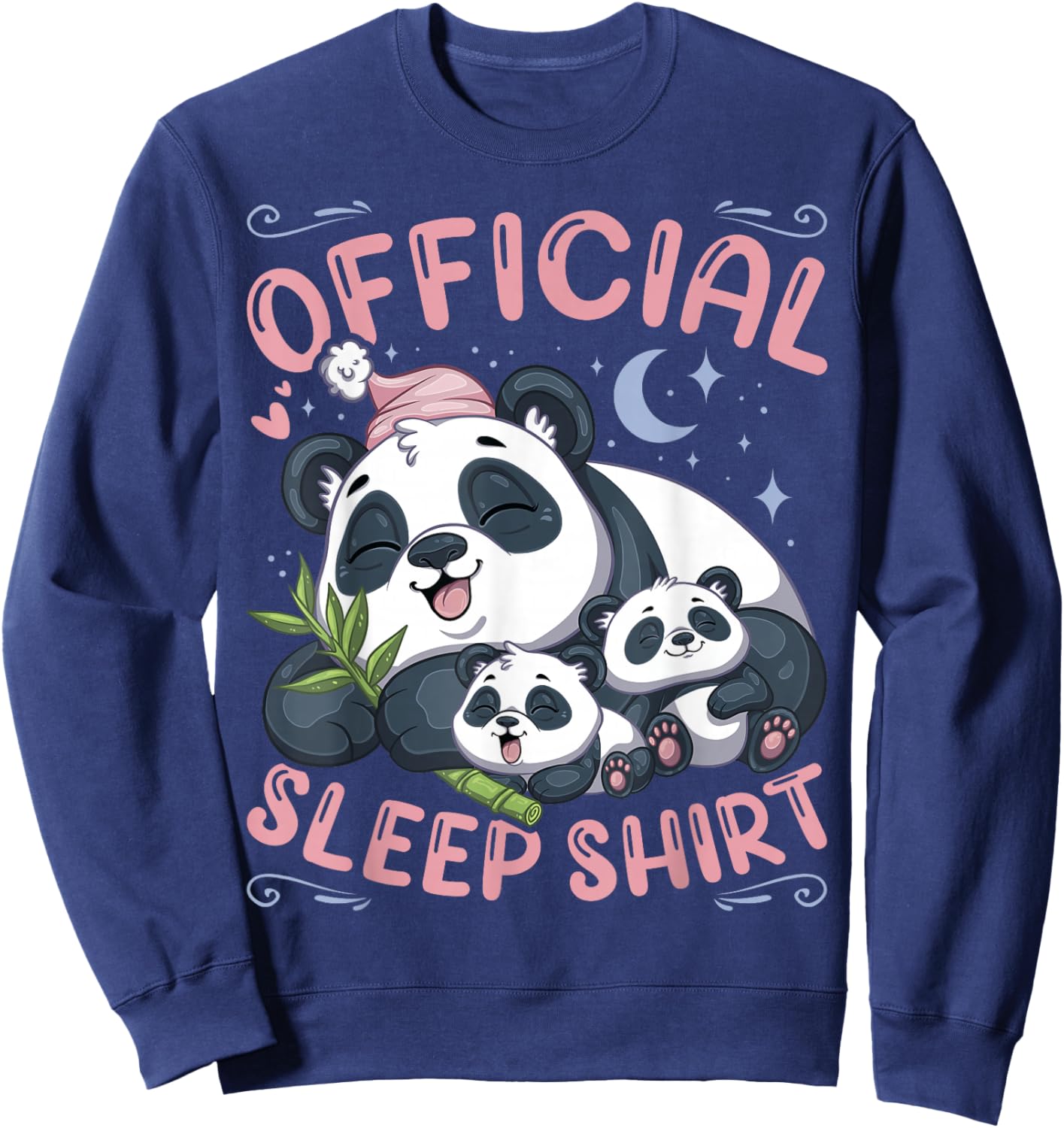 Official Sleep Shirt, Panda Bear with 2 Puppies Sweatshirt - Sweatshirt | Navy