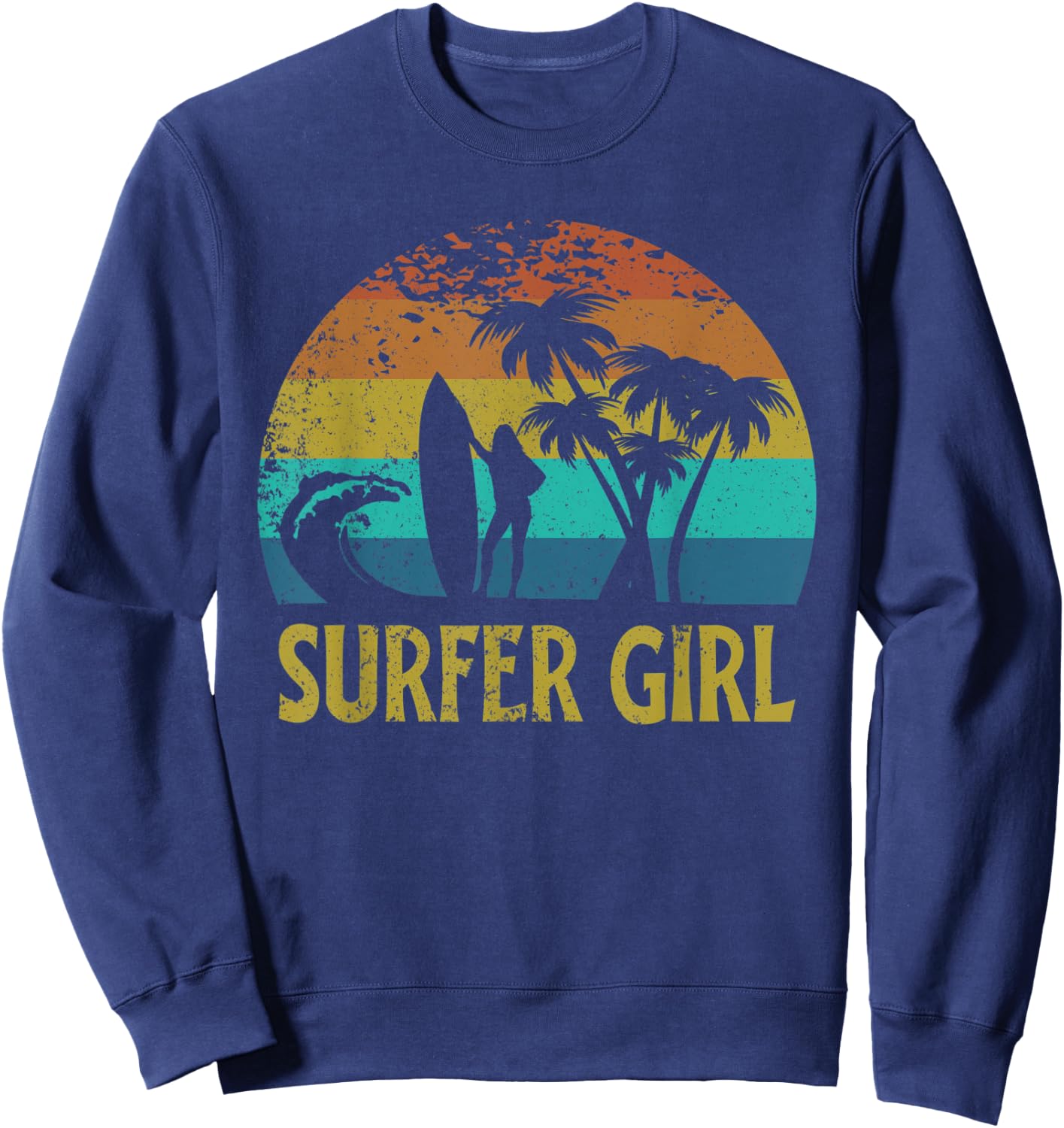 Surfer Girl Retro 70s surfing Sweatshirt - Sweatshirt | Navy