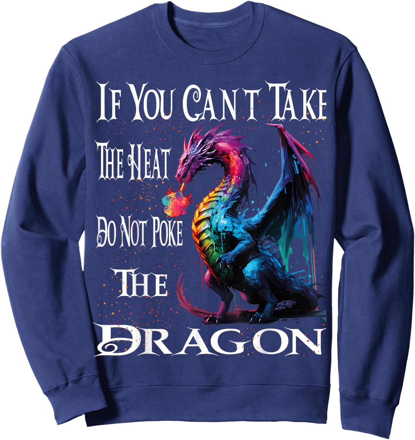 Flying Mythical Creature Cool Dragon Flame-Spewing Dragon Sweatshirt - Sweatshirt | Navy