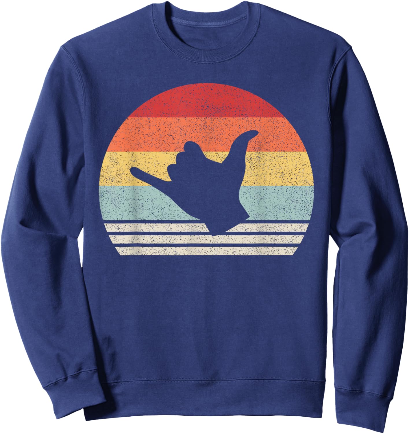 Retro Shaka Sign Shirt Surf Sign Gift Vintage Surfer Surfing Sweatshirt - Sweatshirt | Navy