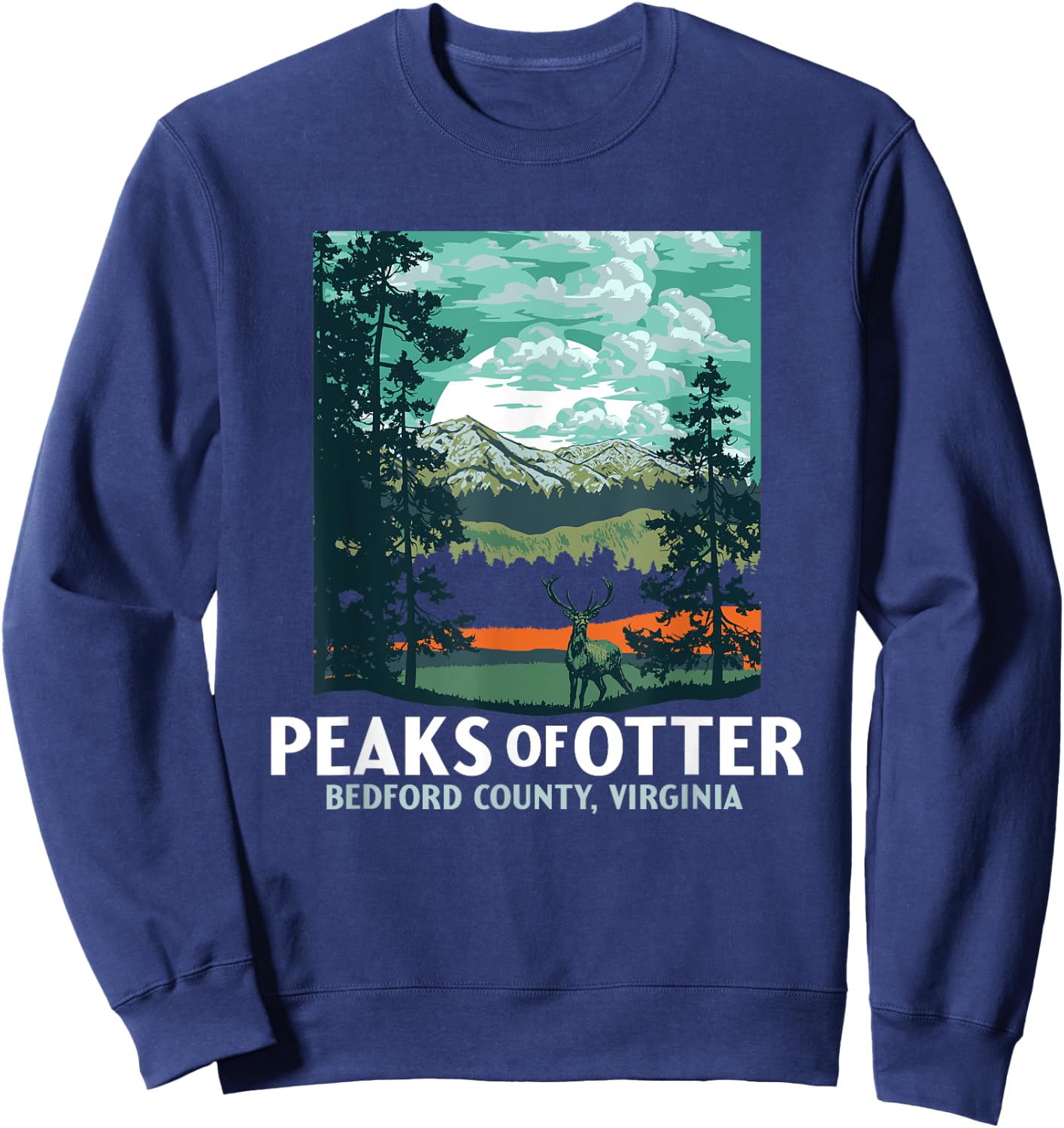 Peaks of Otter Retro Blue Ridge Parkway WPA Style Vintage Sweatshirt - Sweatshirt | Navy