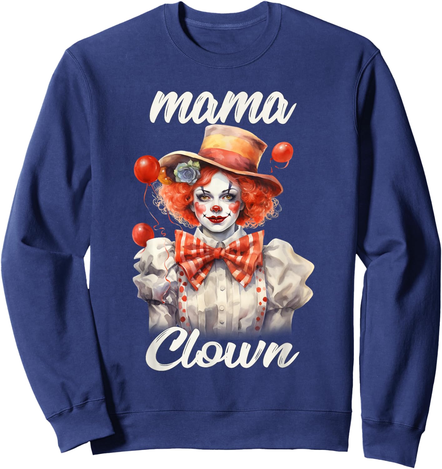 Mama Clown Funny Halloween Costume Mom Clown Sweatshirt - Sweatshirt | Navy