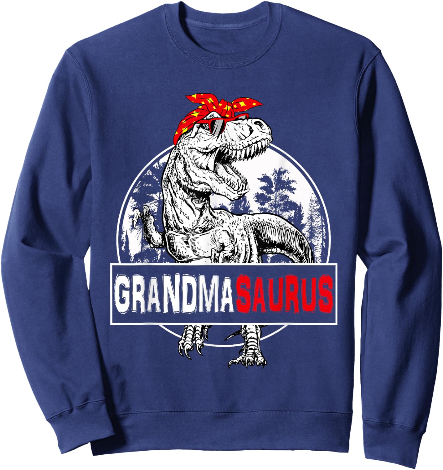 Grandmasaurus T rex Dinosaur Grandma Saurus Family Matching Sweatshirt - Sweatshirt | Navy