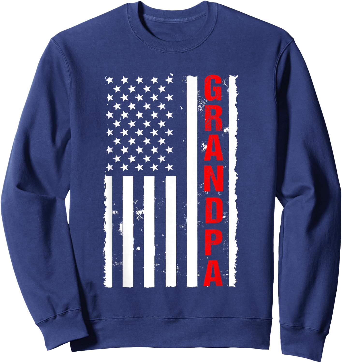 Grandpa USA Flag Firefighter Thin Red Line Fireman Gift Sweatshirt - Sweatshirt | Navy