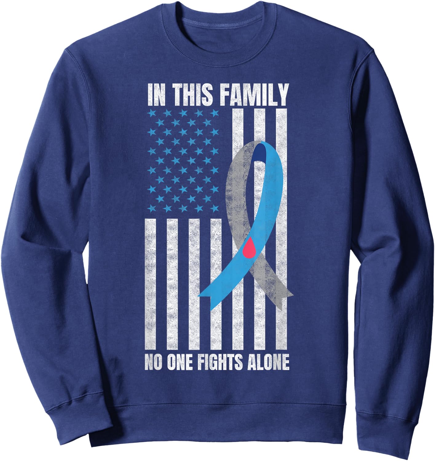 USA Flag Diabetes Type 1 Awareness Sweatshirt - Sweatshirt | Navy