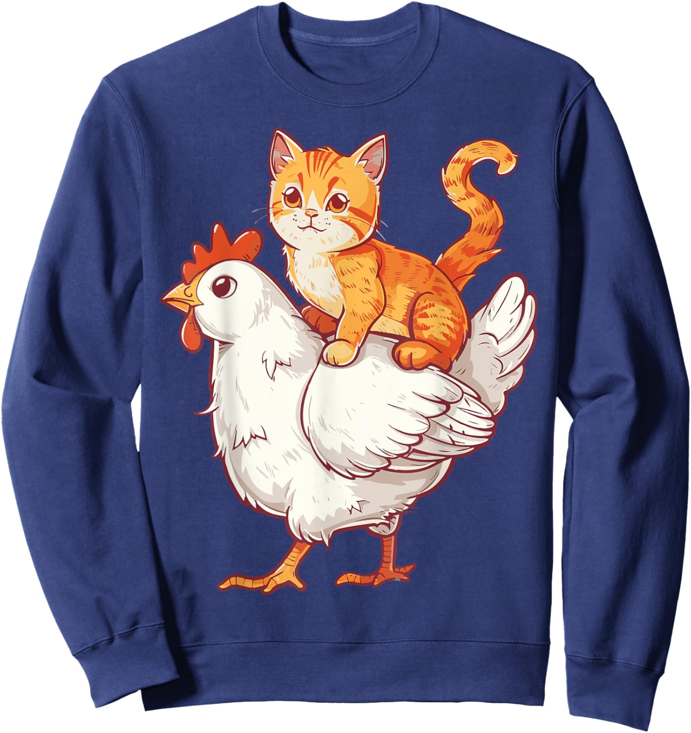 Cat Riding Chicken Women Kids Sweatshirt - Sweatshirt | Navy