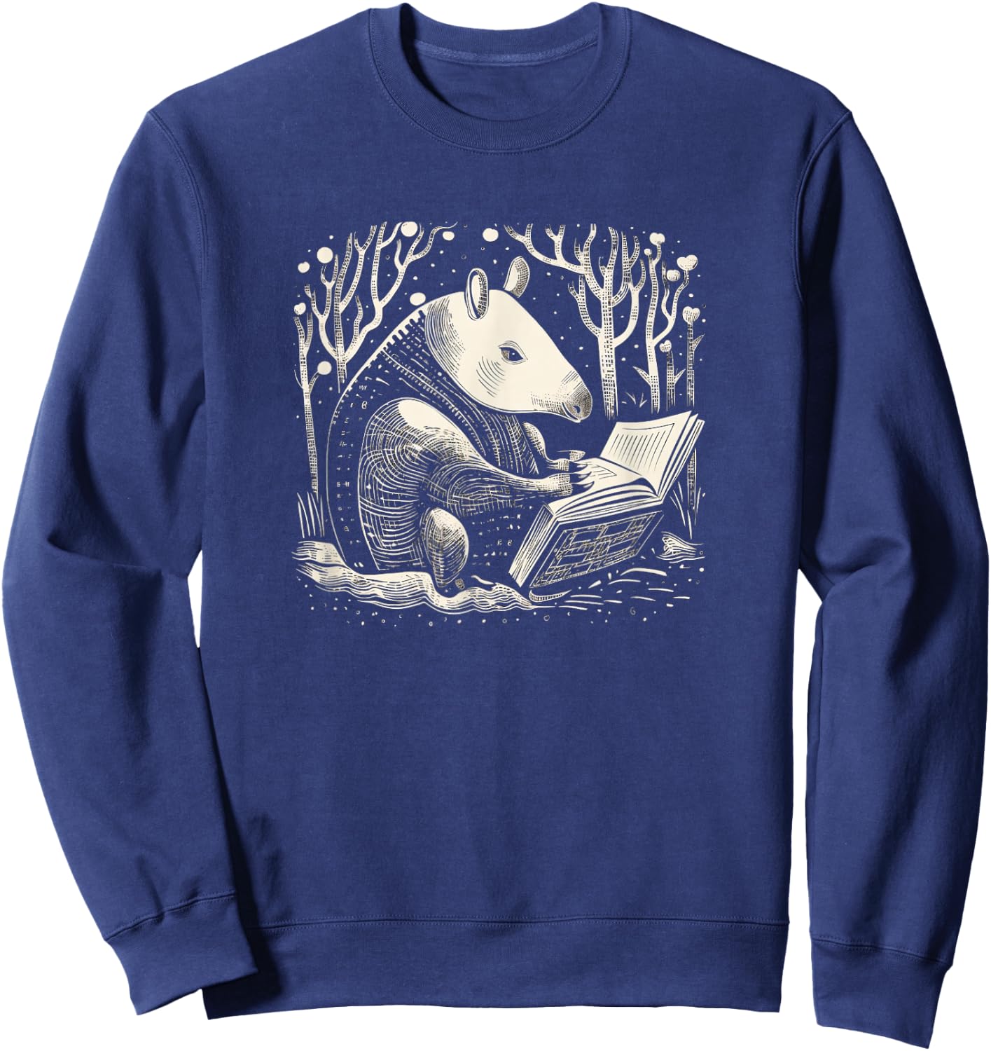 Kids Funny Retro Vintage Woodcut Art Tapir Lover Sweatshirt - Sweatshirt | Navy