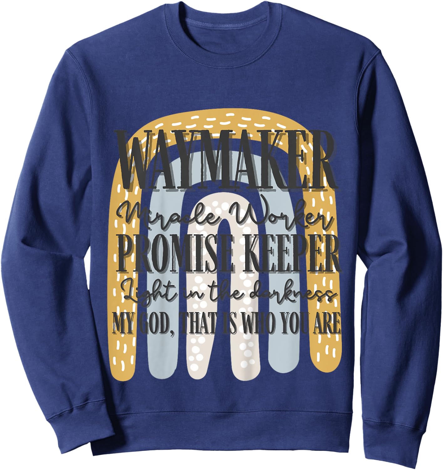 Kids Waymaker Miracle Worker Rainbow Christian Sweatshirt - Sweatshirt | Navy