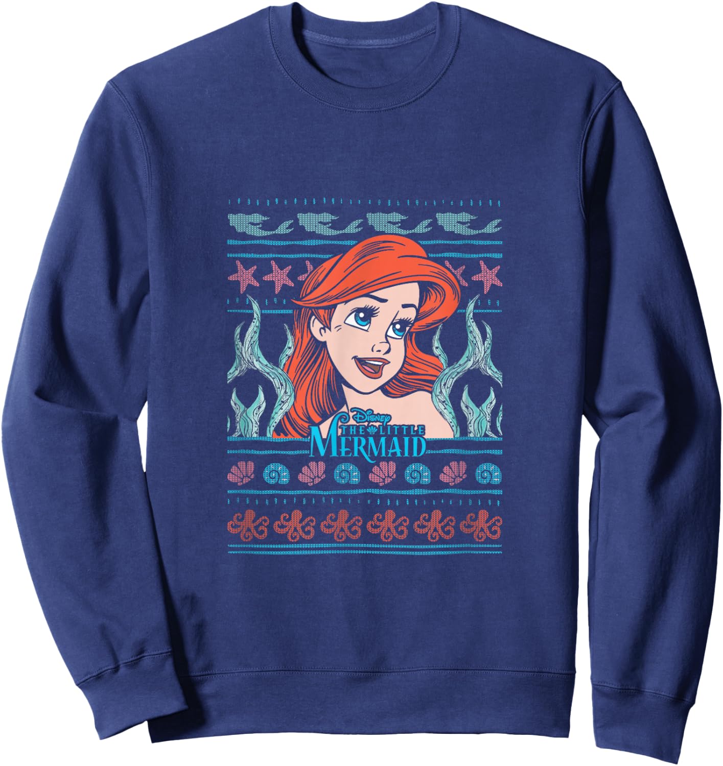 Disney Christmas The Little Mermaid Ariel Ugly Sweater Sweatshirt - Sweatshirt | Navy