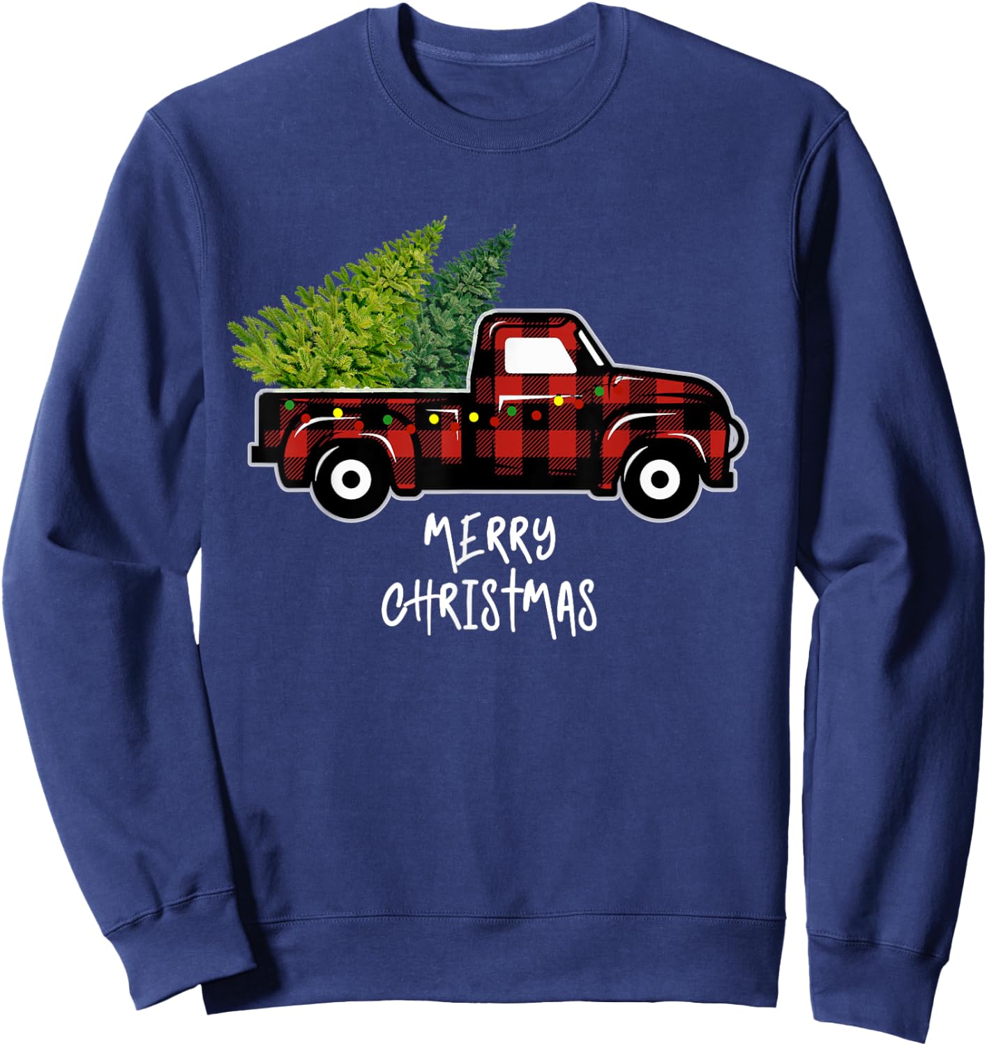 Red Truck with Christmas Tree Vintage Gifts Merry Christmas Sweatshirt - Sweatshirt | Navy