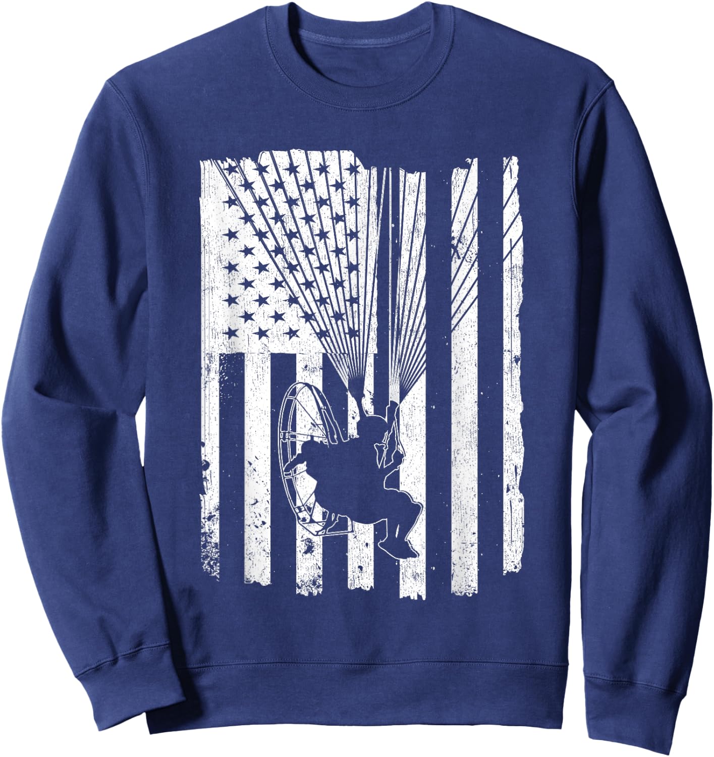 Paramotor Powered Paraglider USA American Flag Sweatshirt - Sweatshirt | Navy