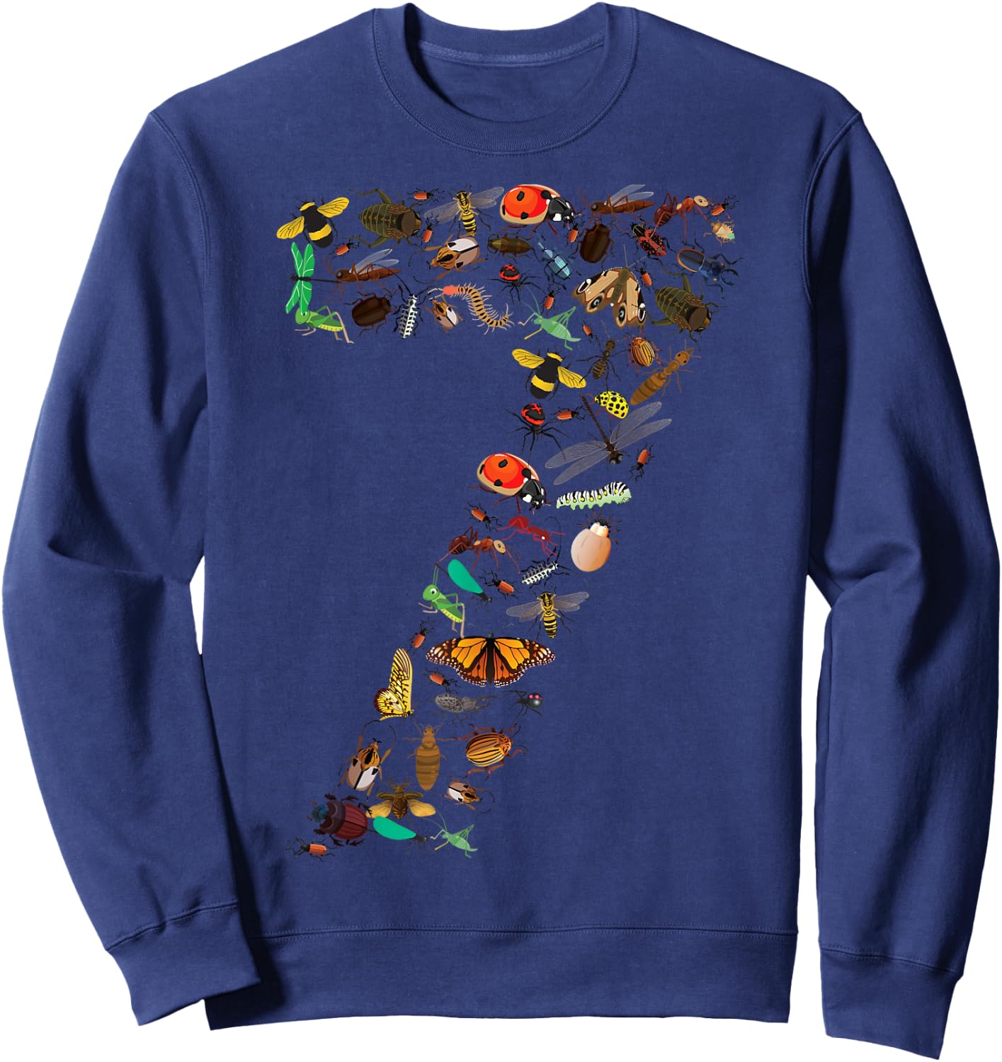 Funny Bugs 7th Birthday Gift | Cute 7 Years Old Boy Girl Kid Sweatshirt - Sweatshirt | Navy