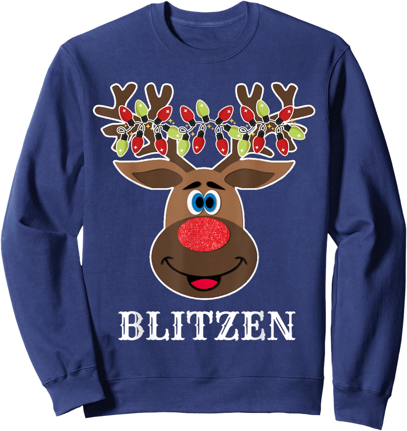 Santa Reindeer Blitzen Xmas Group Costume Sweatshirt - Sweatshirt | Navy