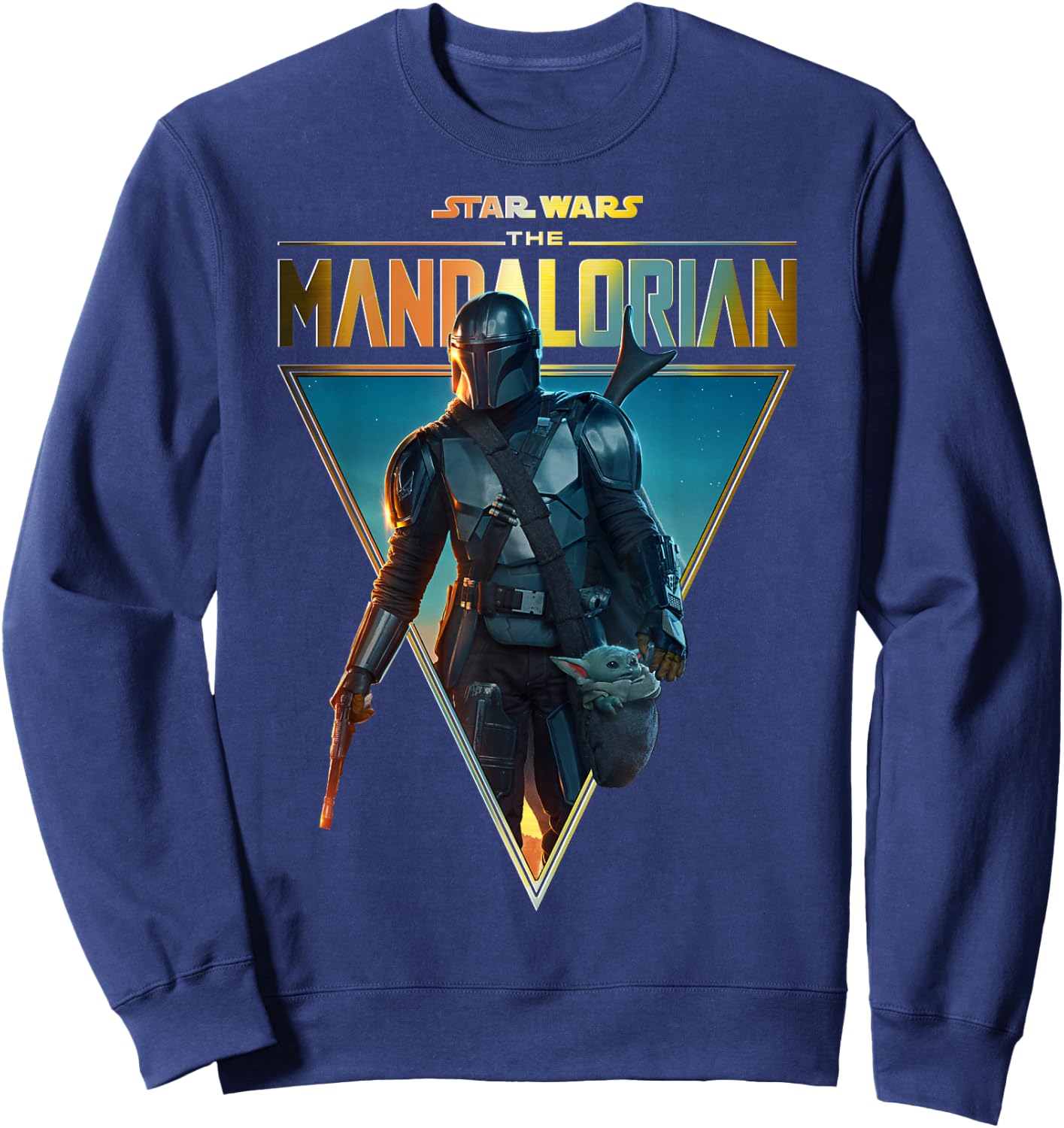 Star Wars The Mandalorian & The Child Golden Logo Portrait Sweatshirt - Sweatshirt | Navy