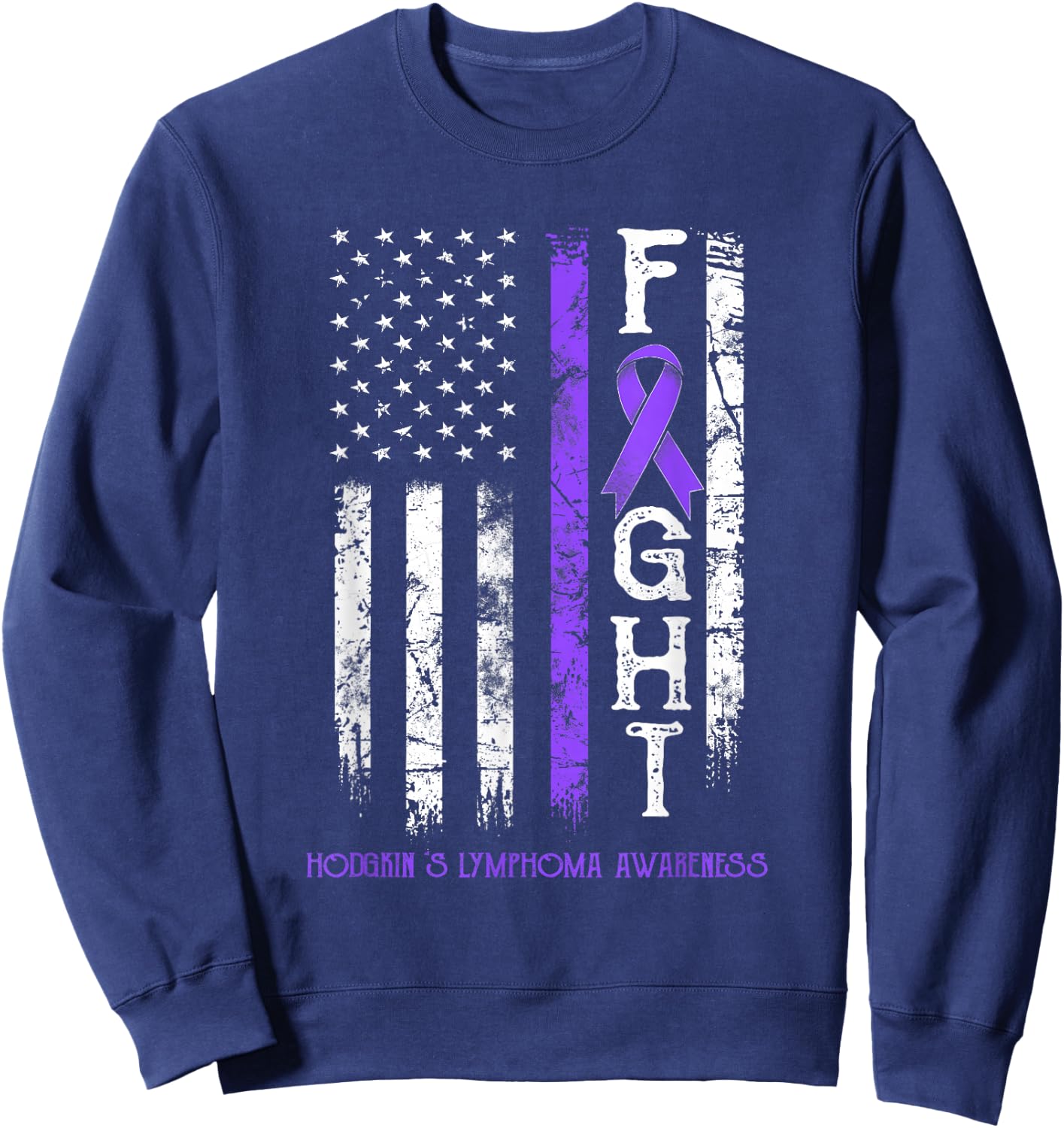 Hodgkin's Lymphoma Warrior US Flag Sweatshirt - Sweatshirt | Navy