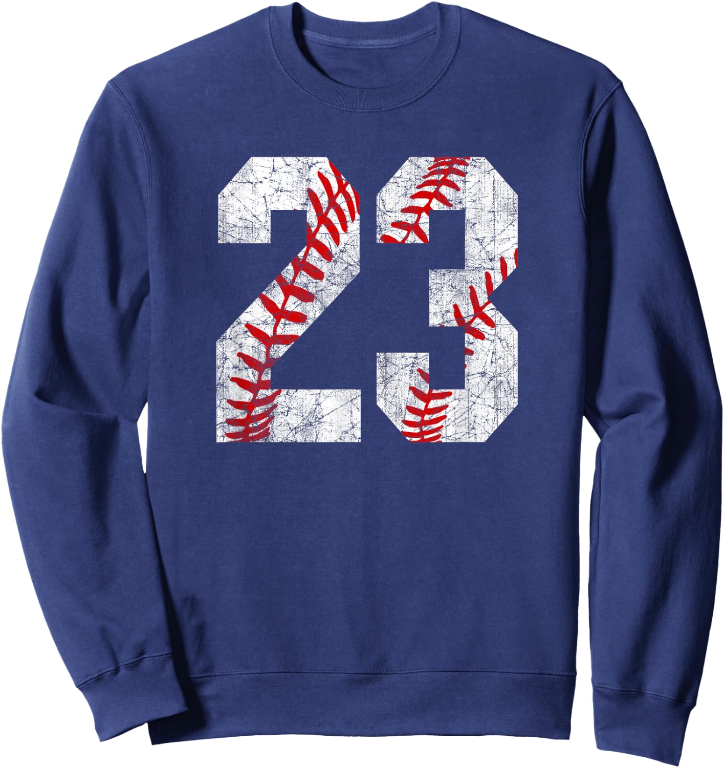 Vintage Worn Baseball Mom #23 Jersey Baseball Number 23 Sweatshirt - Sweatshirt | Navy