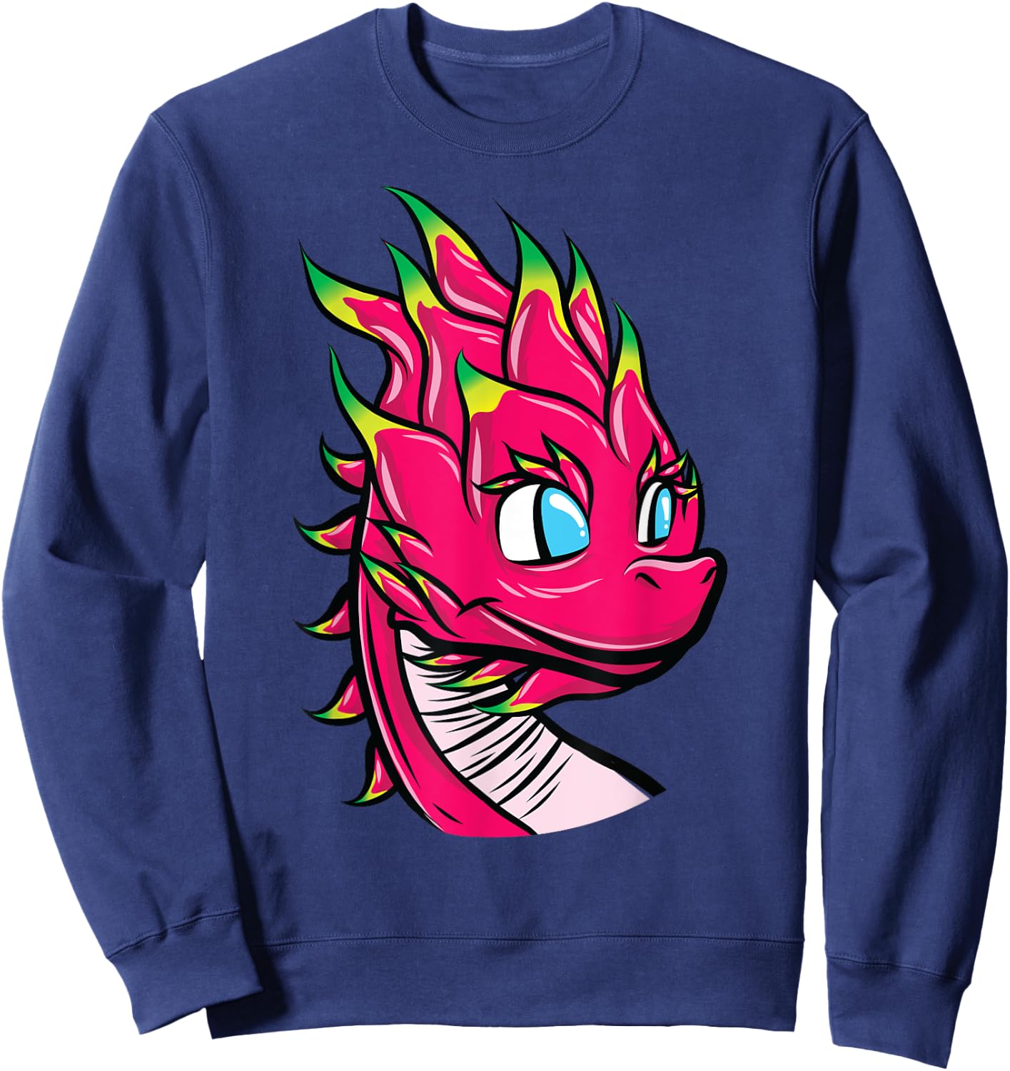Cute Cartoon Pitaya Dragon Fruit with Dragon Head Sweatshirt - Sweatshirt | Navy