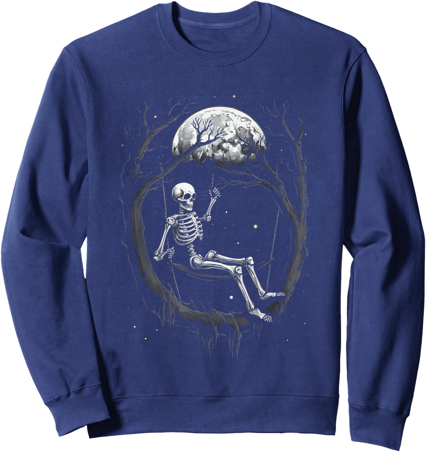 Skeleton Swinging on Moon Sweatshirt - Sweatshirt | Navy