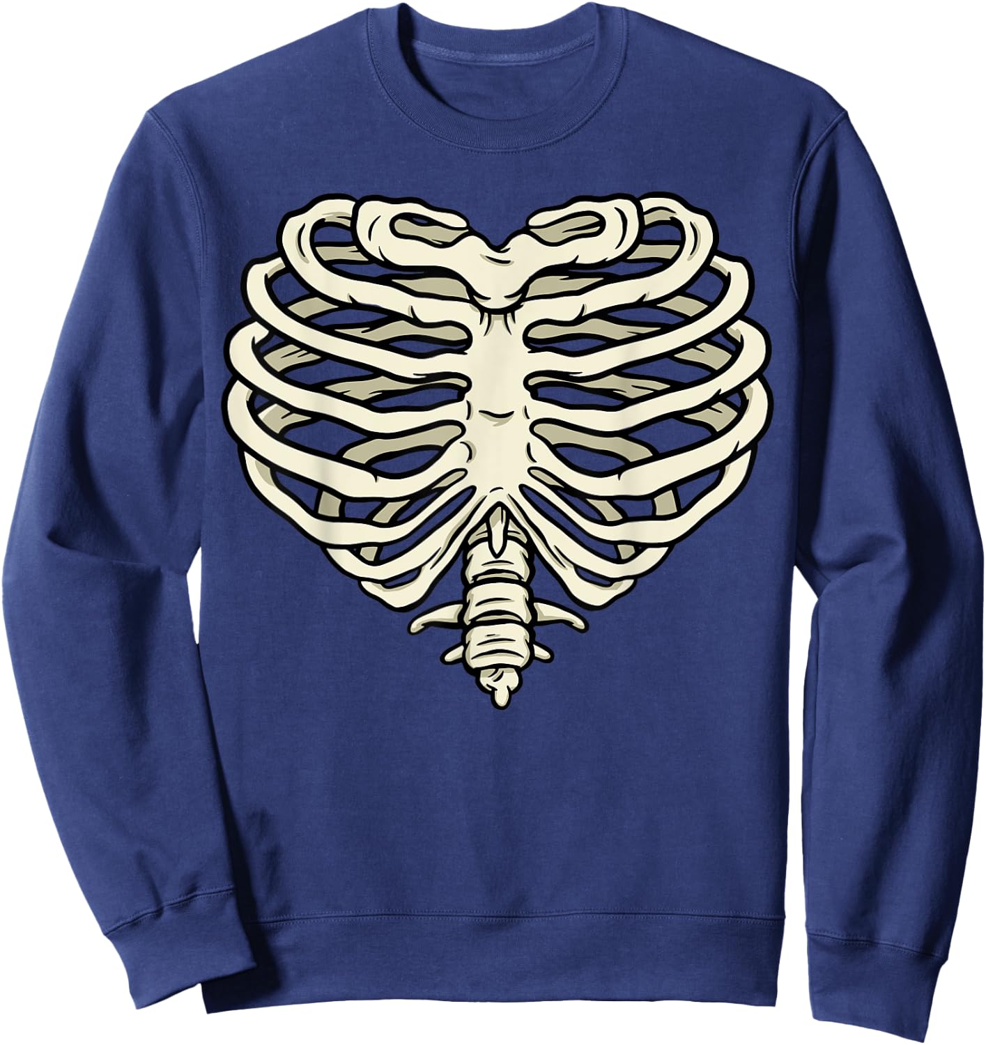 Halloween Costume Heart Shape of a Skeleton Rib Cage Sweatshirt - Sweatshirt | Navy
