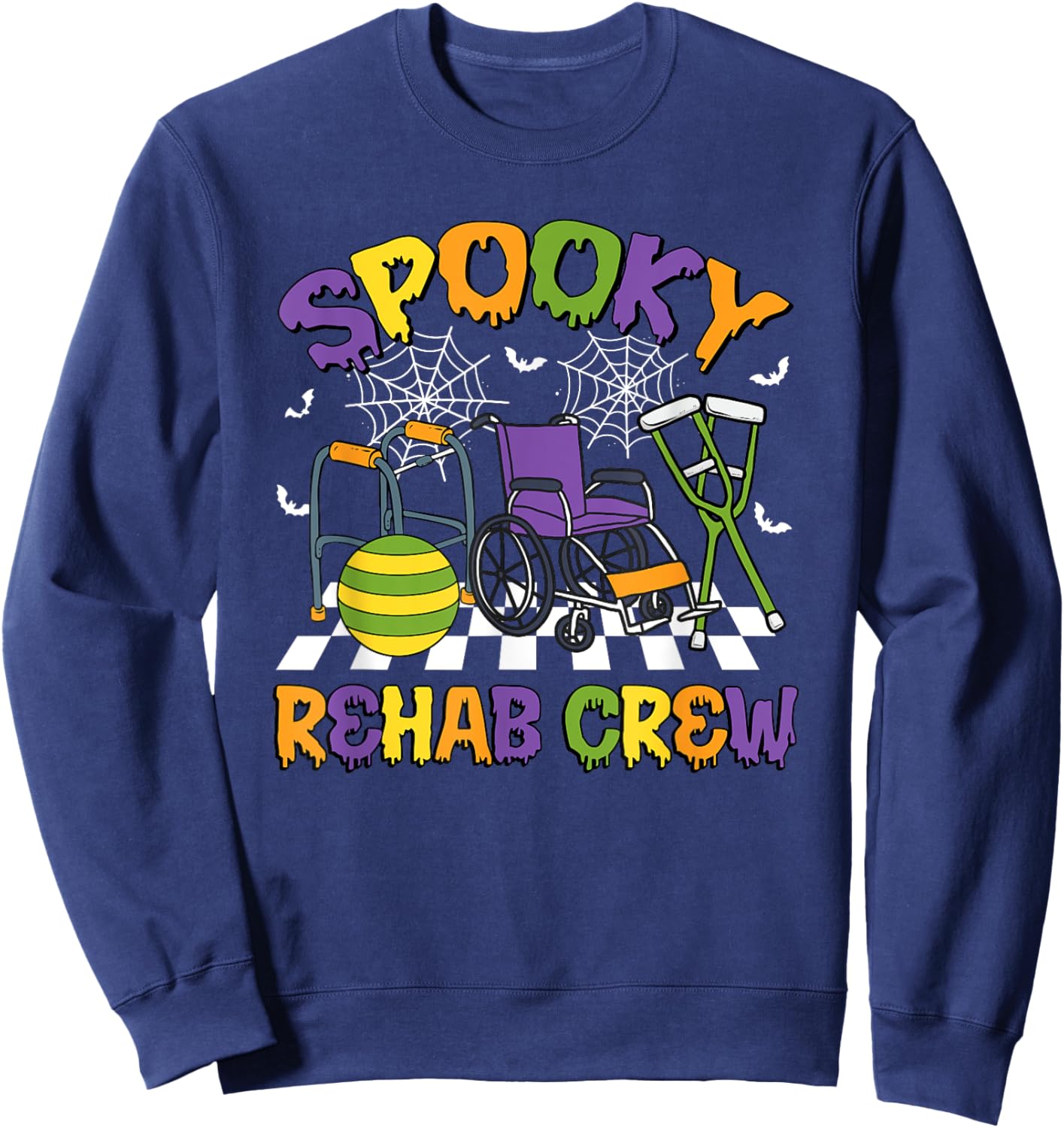 Retro Spooky Rehab Crew Rehab Nurse Halloween Costumes Sweatshirt - Sweatshirt | Navy