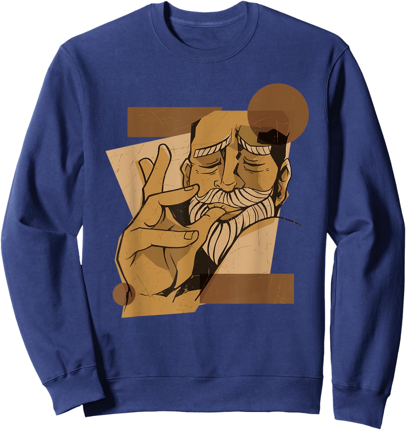 Man Licking Fingers Lick Food Delicious Cartoon Sweatshirt - Sweatshirt | Navy