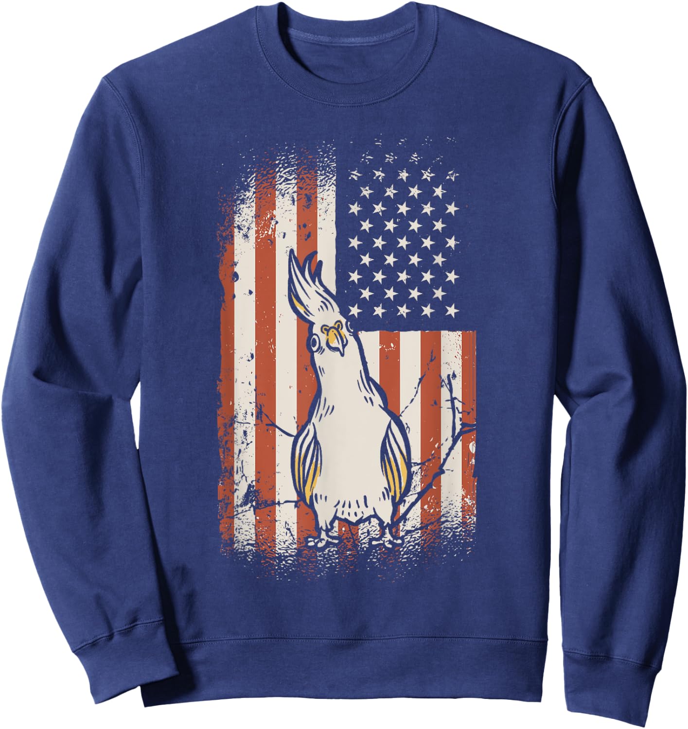 Cockatiel American Flag Bird Lover Patriotic Cockatiel Sweatshirt - Sweatshirt | Navy
