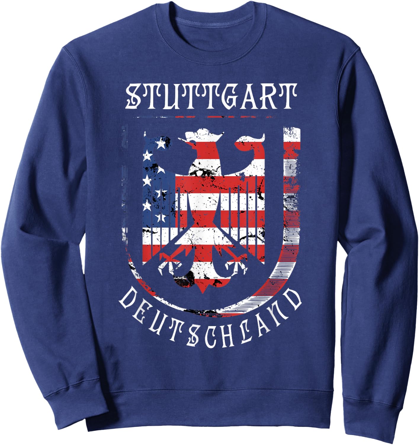 Deutschland Eagle US Flag German Military Base Stuttgart Sweatshirt - Sweatshirt | Navy