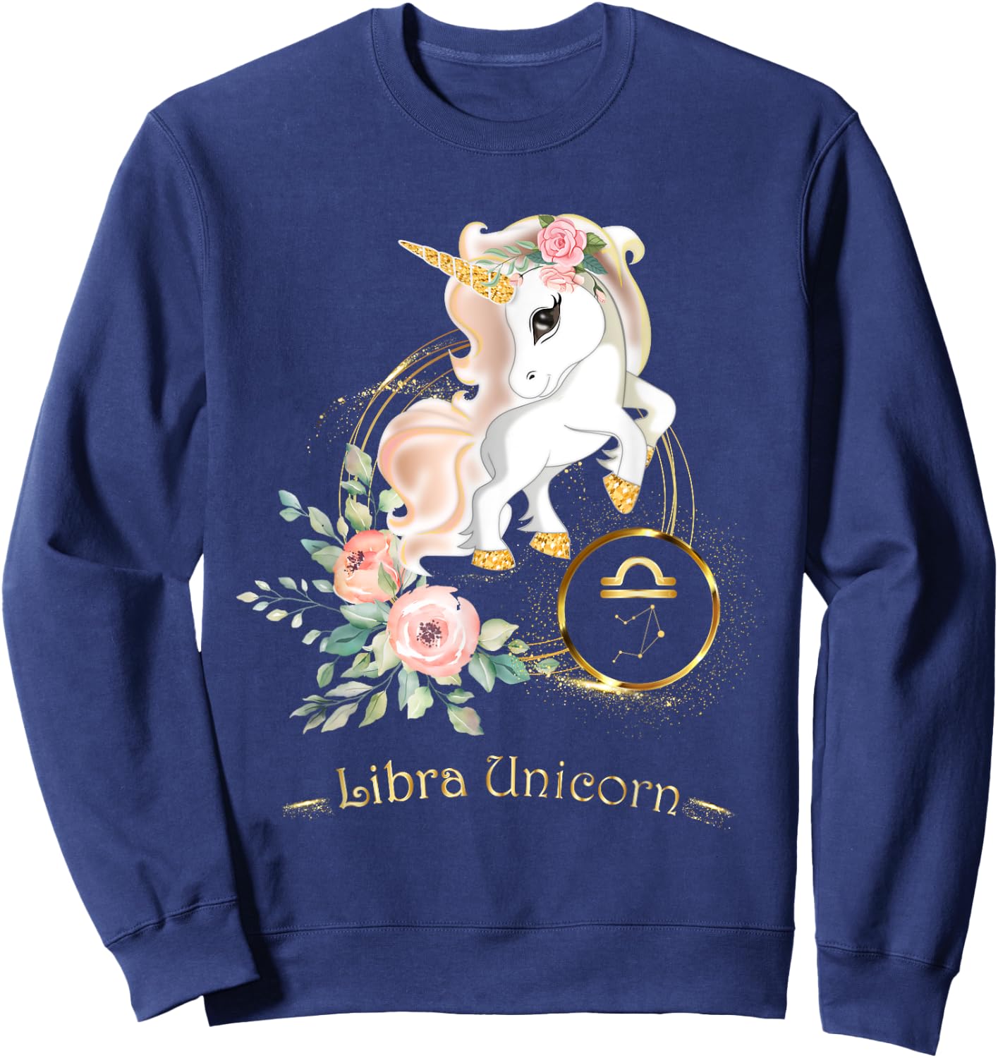 Libra Shirt Zodiac Unicorn Sign Astrology Kids Sweatshirt - Sweatshirt | Navy