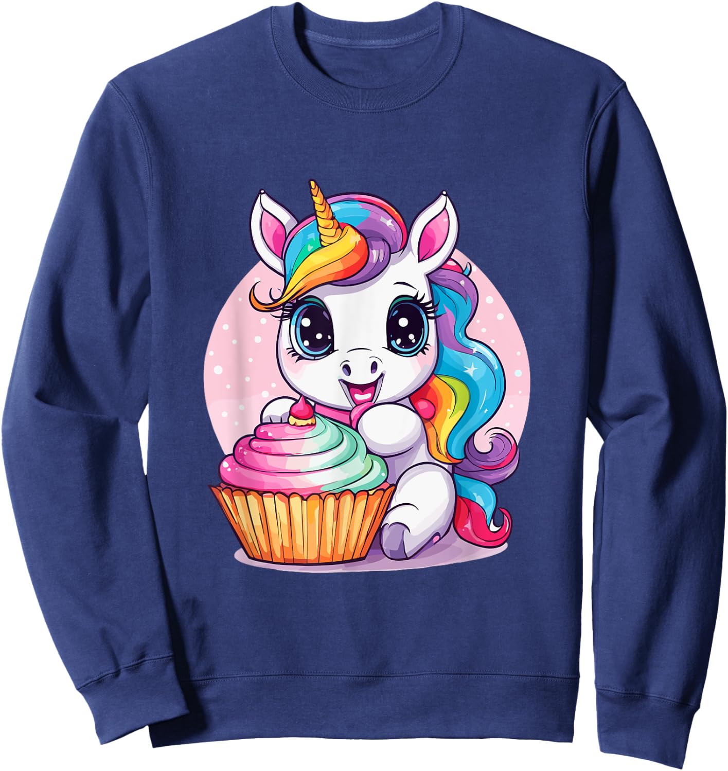 Unicorn Cupcake Sweet Dessert Delicious Baker Sweatshirt - Sweatshirt | Navy