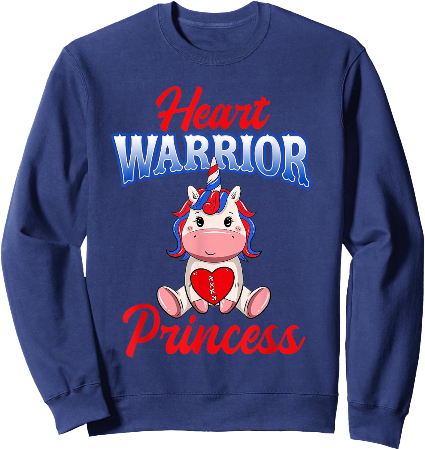 Unicorn Heart Warrior Princess CHD Awareness Shirts Girls Sweatshirt - Sweatshirt | Navy