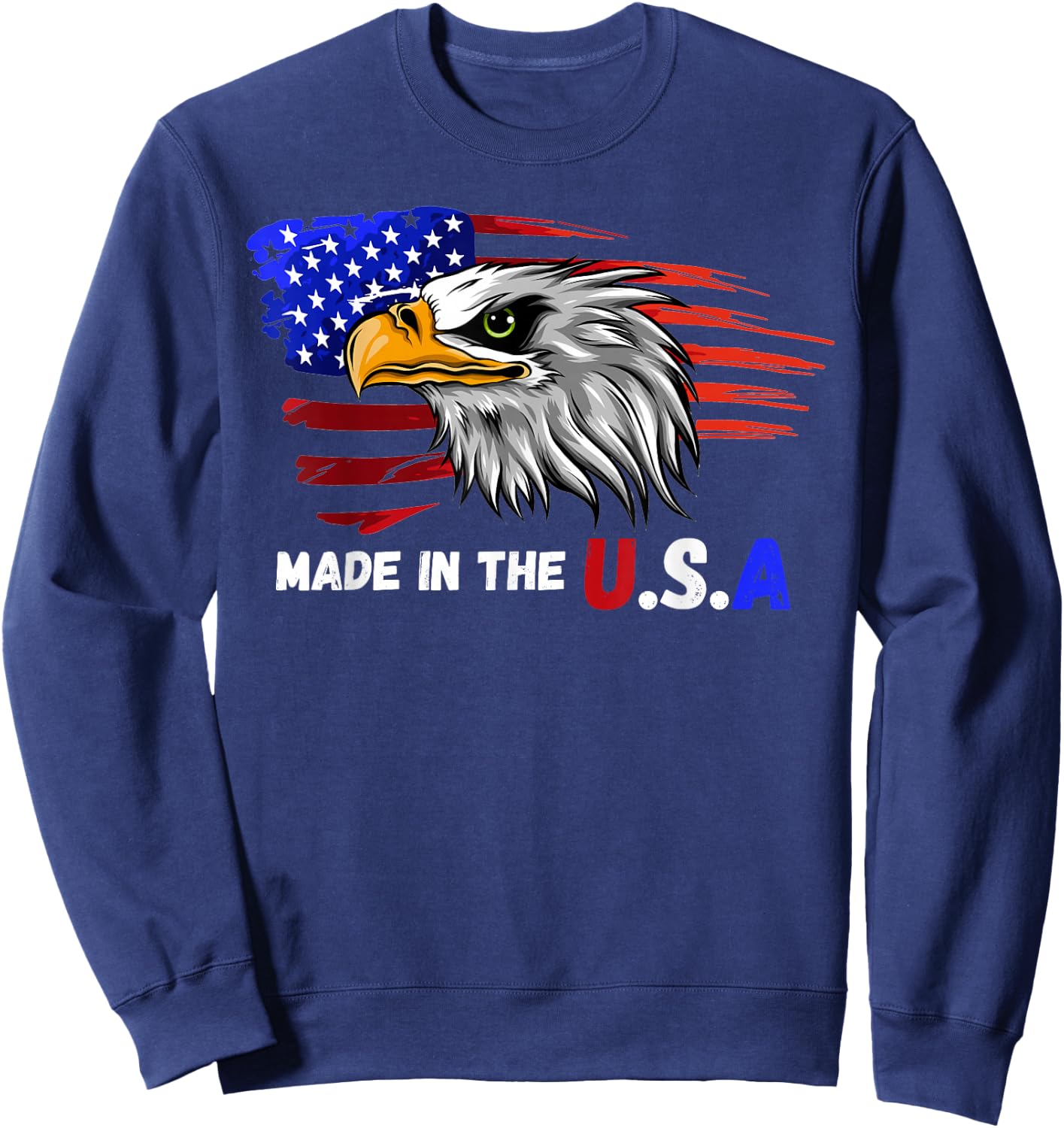 Made In The U.S.A Bald Eagle Patriotic Flag Tattoo Sweatshirt - Sweatshirt | Navy