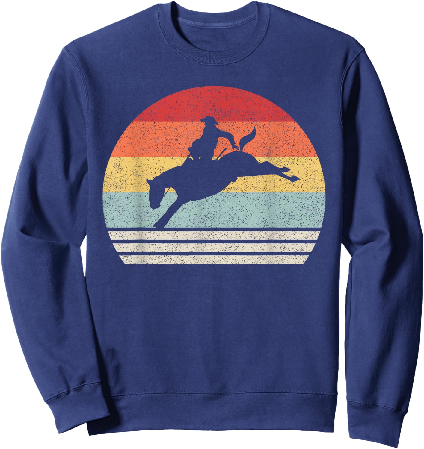 Retro Rodeo Bucking Bronc Riding Bronco Horse Sweatshirt - Sweatshirt | Navy