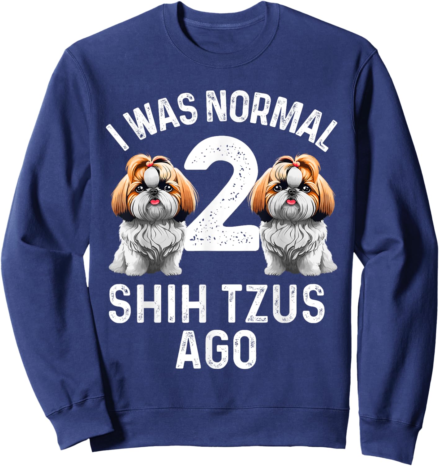 Best Shih Tzu Art Women Kid Puppy Dog Shih Tzu Lover Sweatshirt - Sweatshirt | Navy