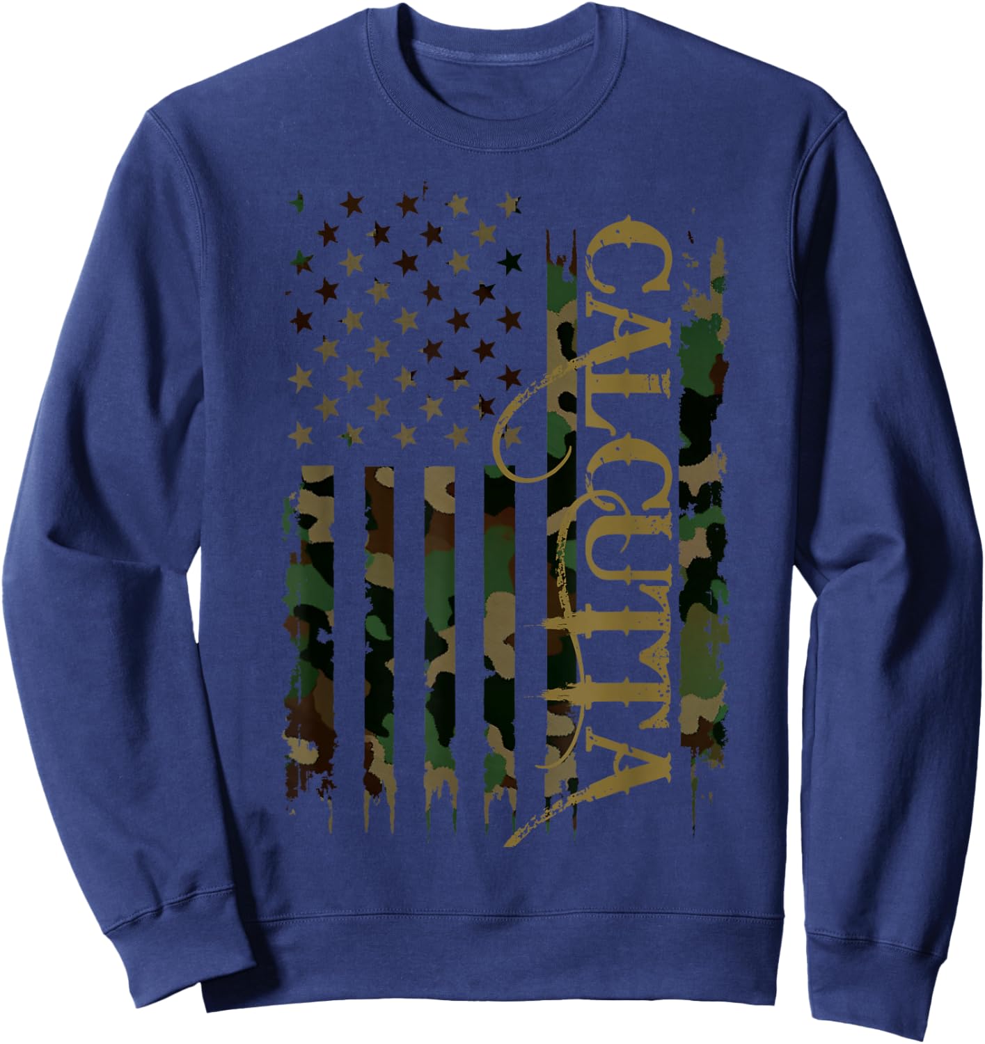 Calcutta United States Distressed Camo w US Flag Sweatshirt - Sweatshirt | Navy