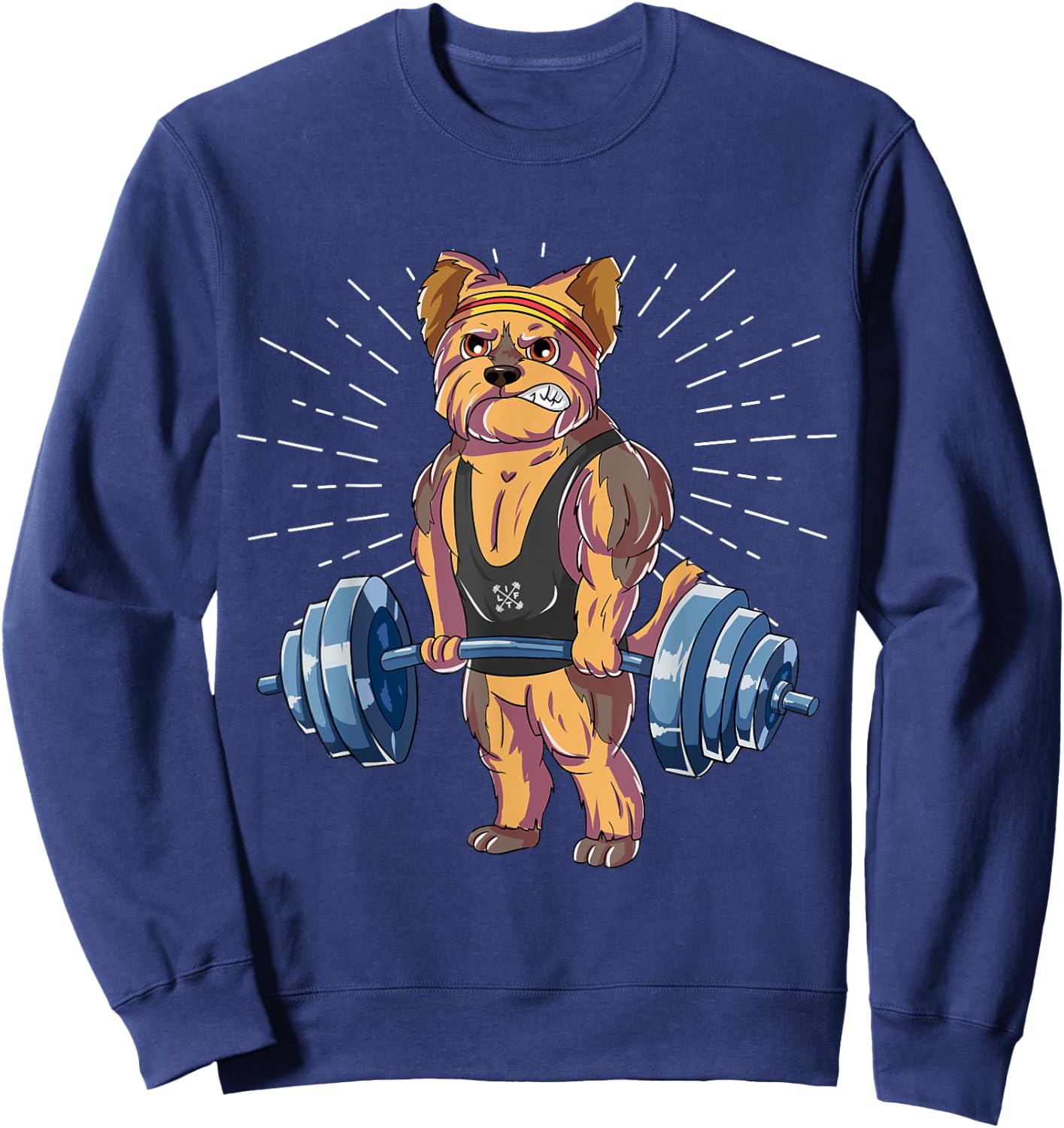 Yorkie Deadlift Fitness Gym Weightlifting Sweatshirt - Sweatshirt | Navy