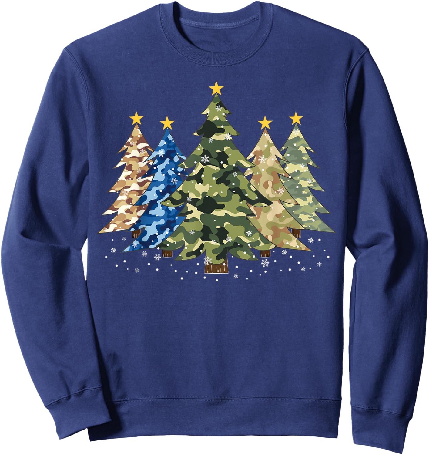 Camo Print Christmas Trees with Camouflage Print Xmas Sweatshirt - Sweatshirt | Navy