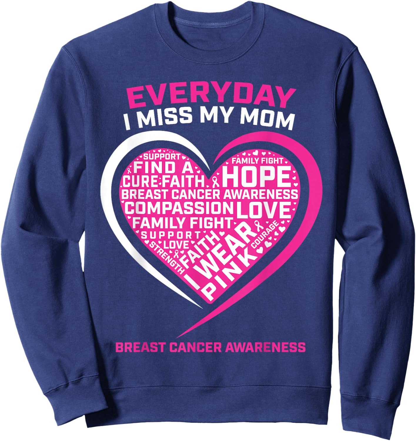 Remembrance In Memory Of My Mom Pink Breast Cancer Awareness Sweatshirt - Sweatshirt | Navy