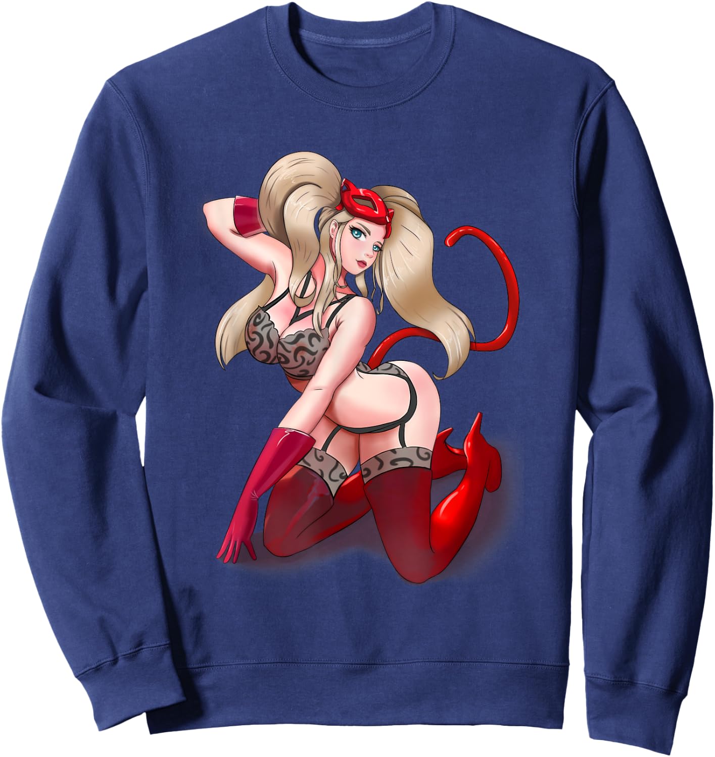 Sexy Hot kawaii Girl Cat Mask Anime Hentai Manga Sexy Adult Sweatshirt - Sweatshirt | Navy