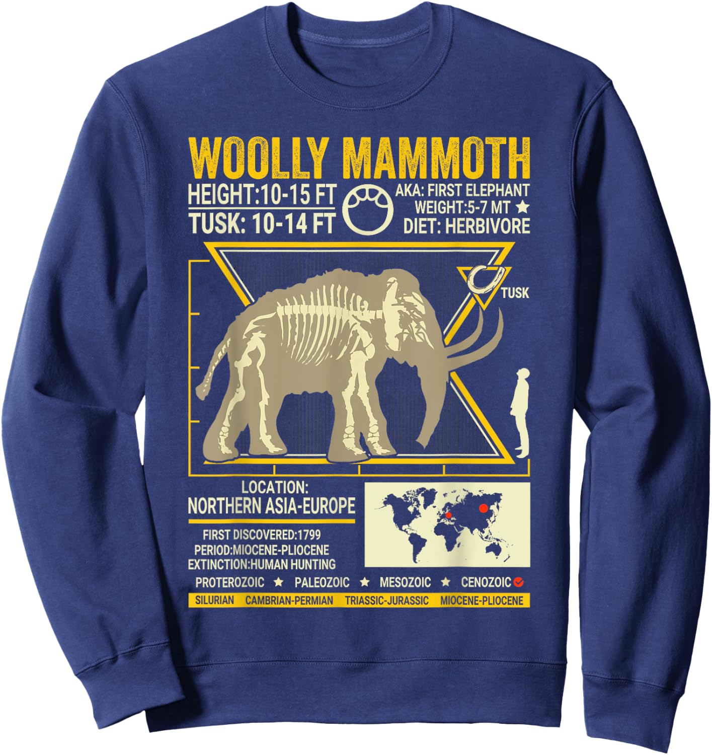 Woolly Mammoth Science Anatomy Extinct Animal Lover Facts Sweatshirt - Sweatshirt | Navy